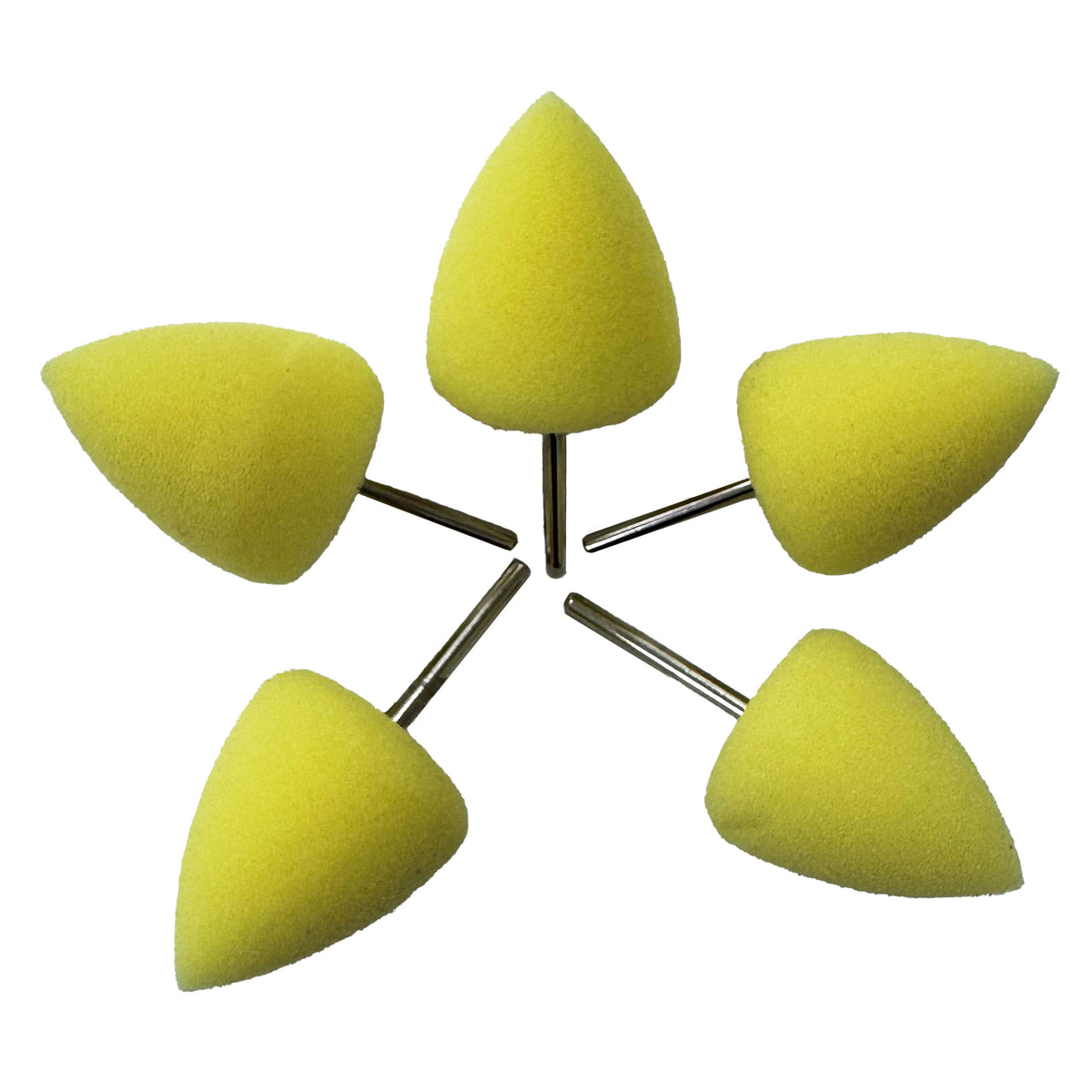 5 Pack Foam Polishing Pads - Tapered Cones & Cylinders on 1/8" Shank