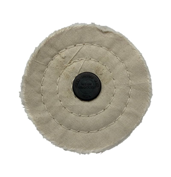 Benchmark Abrasives 4 x 1/4 Mandrel | Cotton Cushion Sewn Buffing Wheel